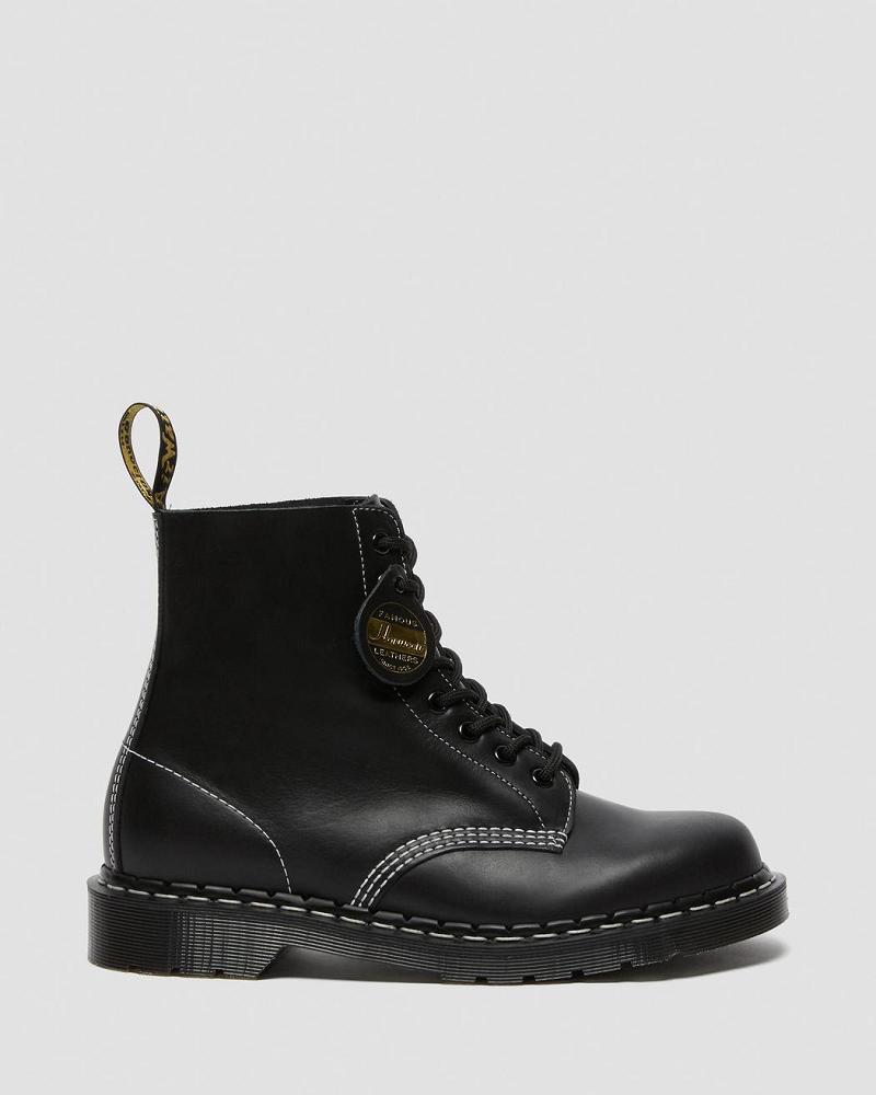 Black Men's Dr Martens 1460 Pascal Made in England Cavalier Leather Lace Up Boots | CA 527YXF